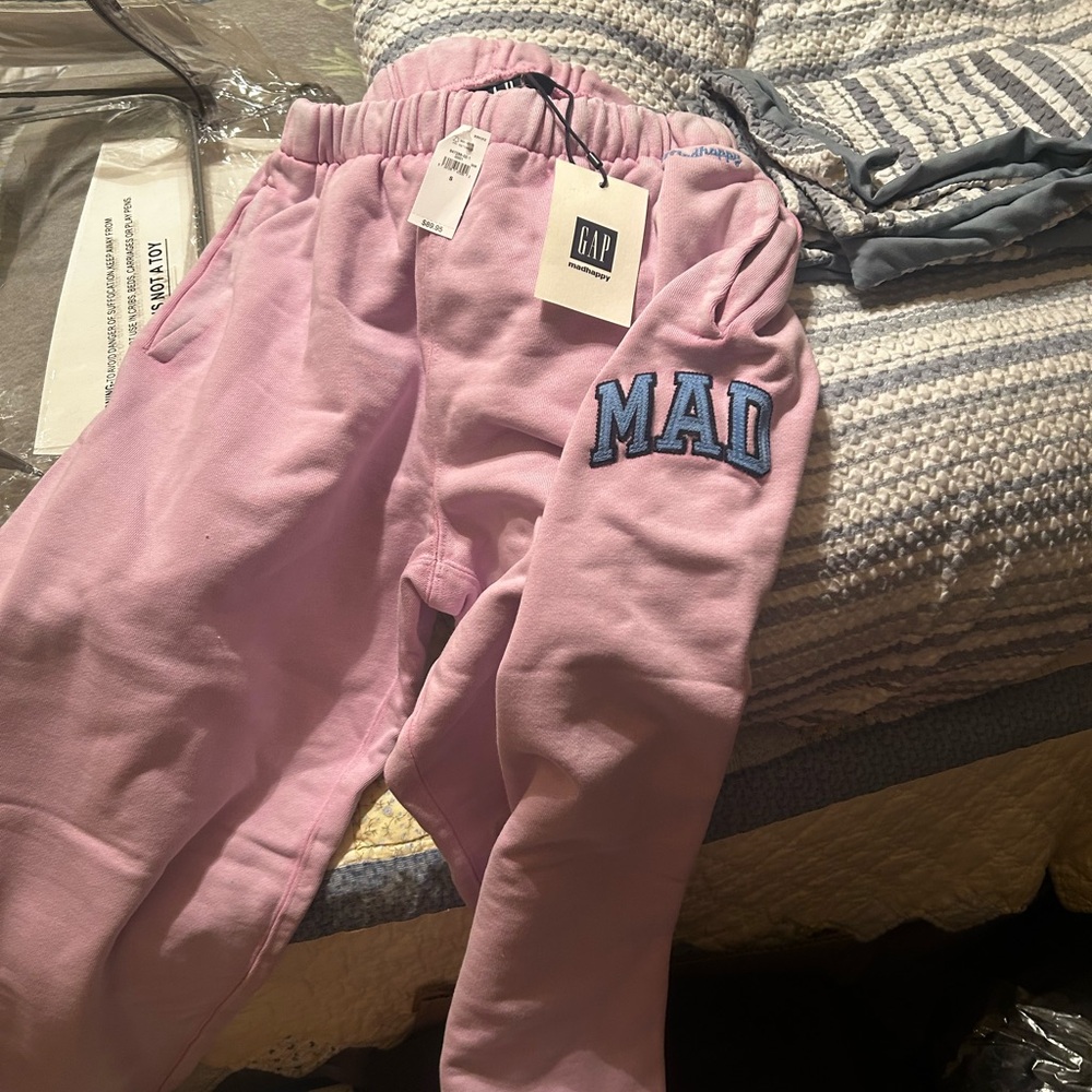 GAP Kids Light Pink Joggers with Blue Detail